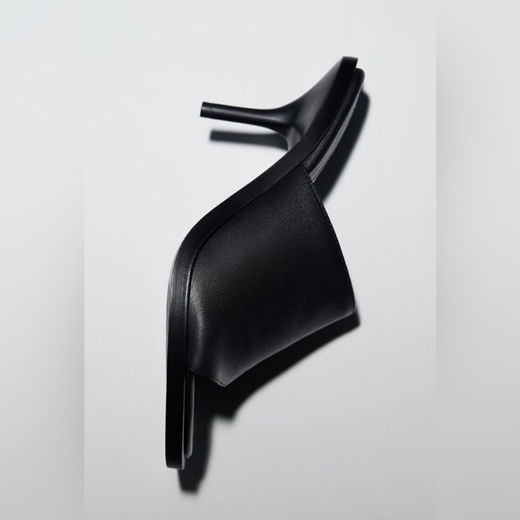 NWT. Zara Black Leather High-Heel Sandals. Size 9. - Picture 5 of 12